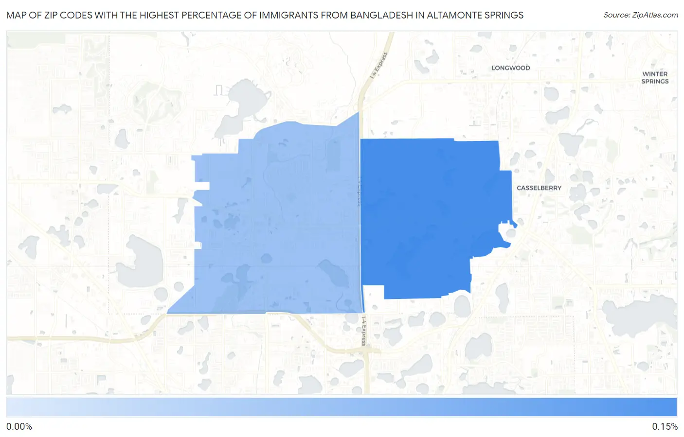 Zip Codes with the Highest Percentage of Immigrants from Bangladesh in Altamonte Springs Map