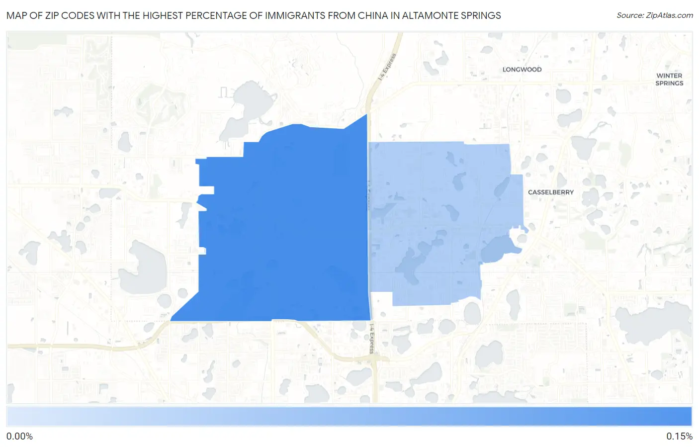Zip Codes with the Highest Percentage of Immigrants from China in Altamonte Springs Map
