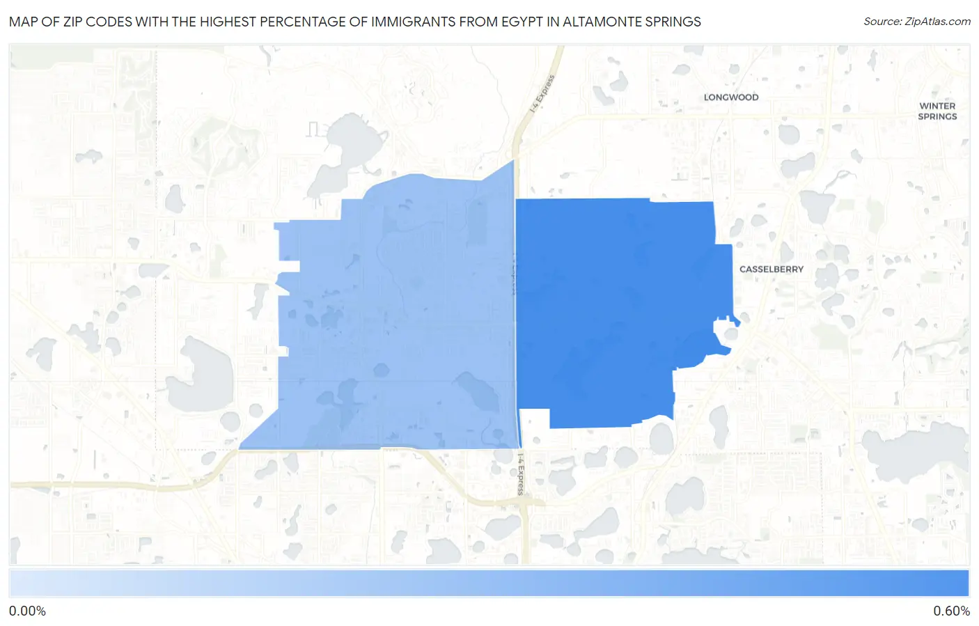 Zip Codes with the Highest Percentage of Immigrants from Egypt in Altamonte Springs Map
