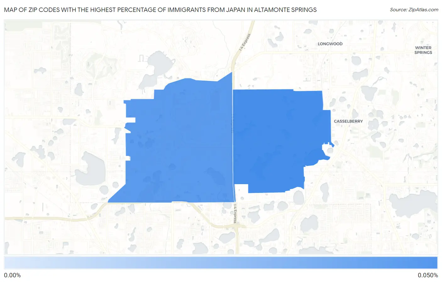 Zip Codes with the Highest Percentage of Immigrants from Japan in Altamonte Springs Map