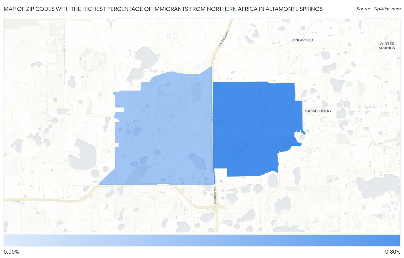 Zip Codes with the Highest Percentage of Immigrants from Northern Africa in Altamonte Springs Map
