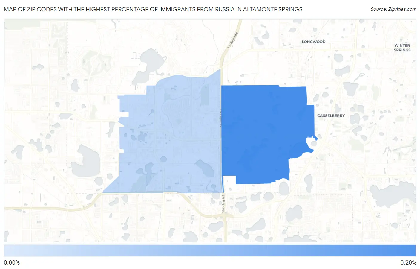 Zip Codes with the Highest Percentage of Immigrants from Russia in Altamonte Springs Map