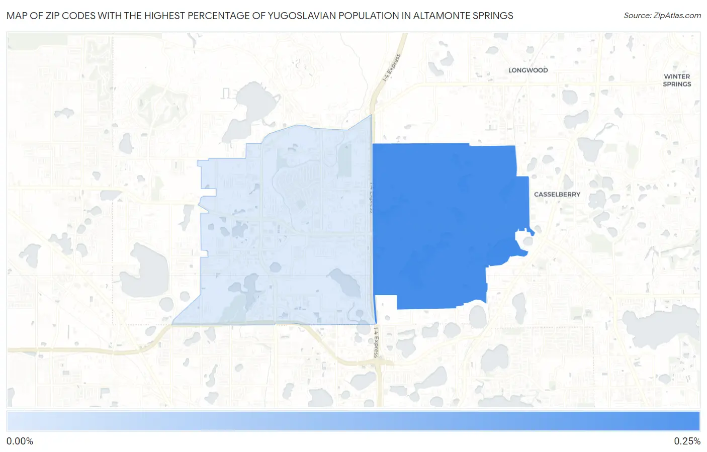 Zip Codes with the Highest Percentage of Yugoslavian Population in Altamonte Springs Map