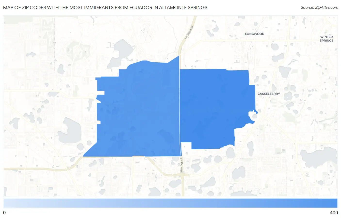 Zip Codes with the Most Immigrants from Ecuador in Altamonte Springs Map