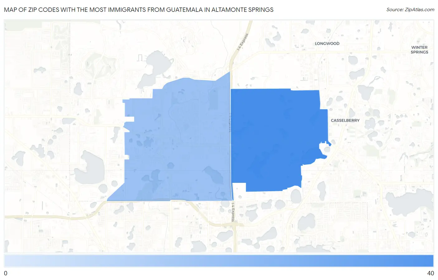 Zip Codes with the Most Immigrants from Guatemala in Altamonte Springs Map