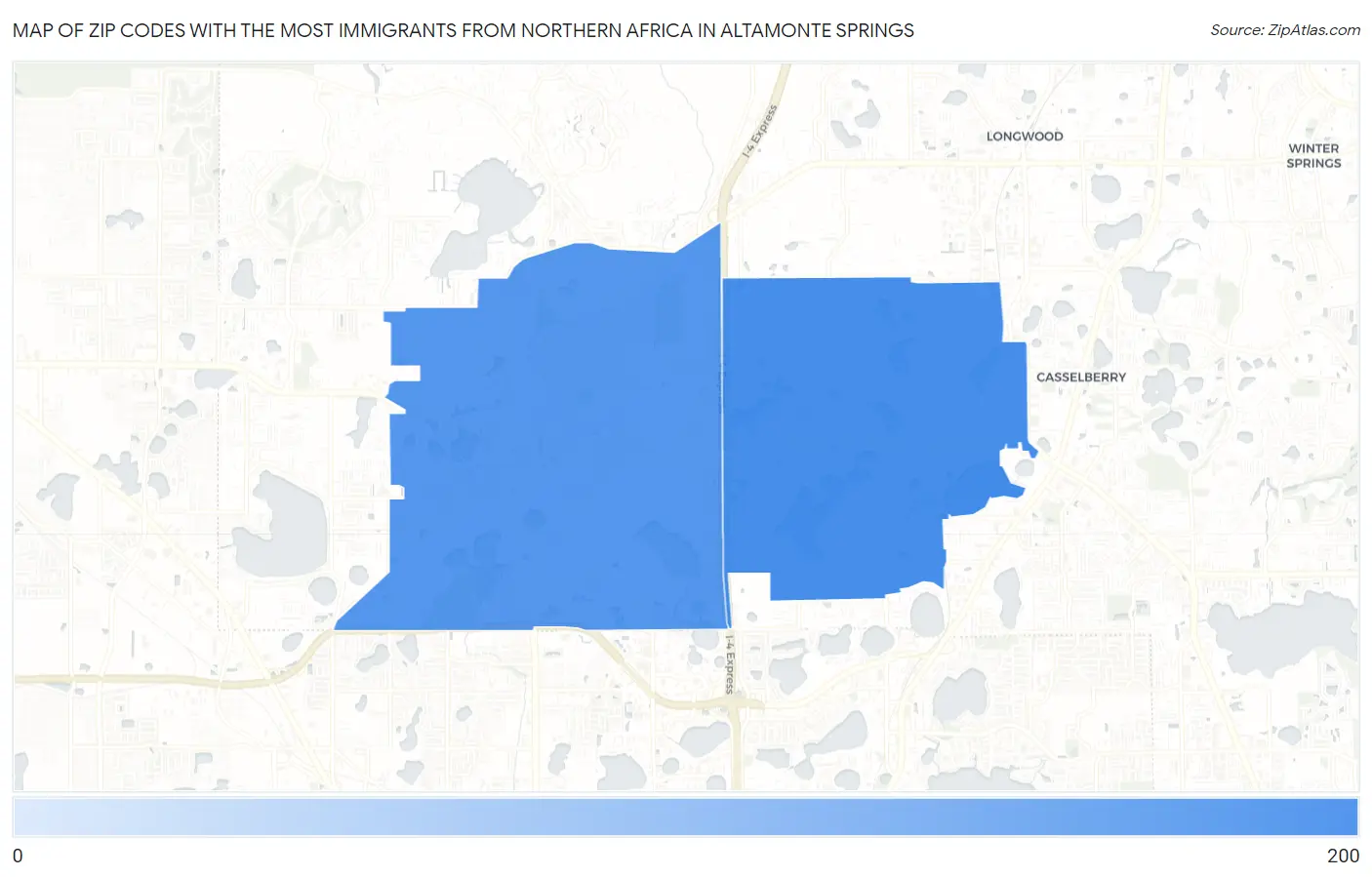 Zip Codes with the Most Immigrants from Northern Africa in Altamonte Springs Map