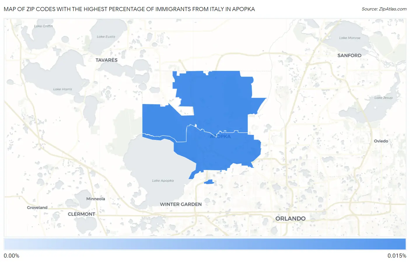 Zip Codes with the Highest Percentage of Immigrants from Italy in Apopka Map