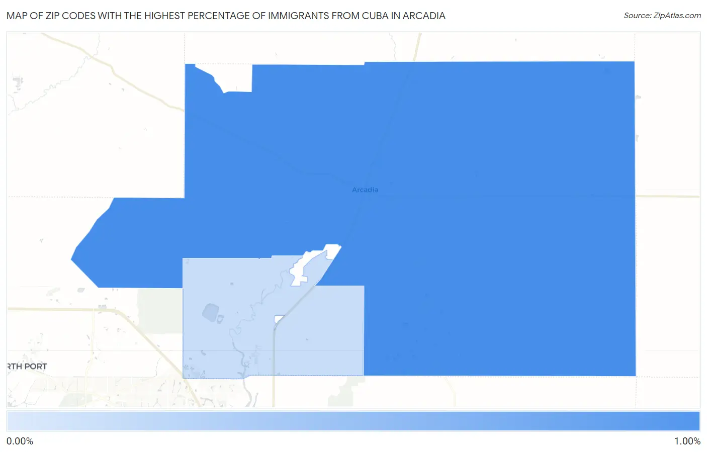 Zip Codes with the Highest Percentage of Immigrants from Cuba in Arcadia Map