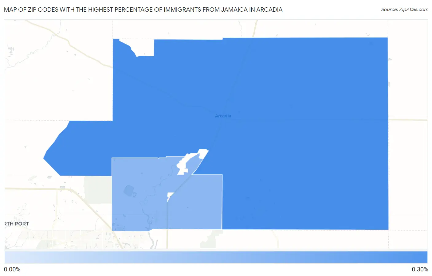 Zip Codes with the Highest Percentage of Immigrants from Jamaica in Arcadia Map