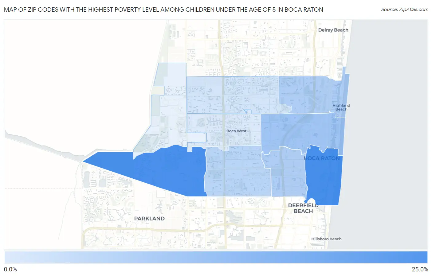 Zip Codes with the Highest Poverty Level Among Children Under the Age of 5 in Boca Raton Map
