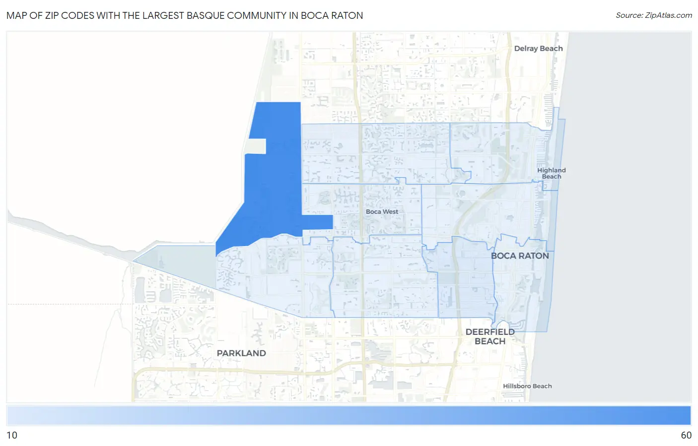Zip Codes with the Largest Basque Community in Boca Raton Map