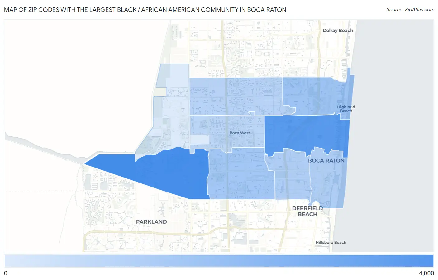 Zip Codes with the Largest Black / African American Community in Boca Raton Map