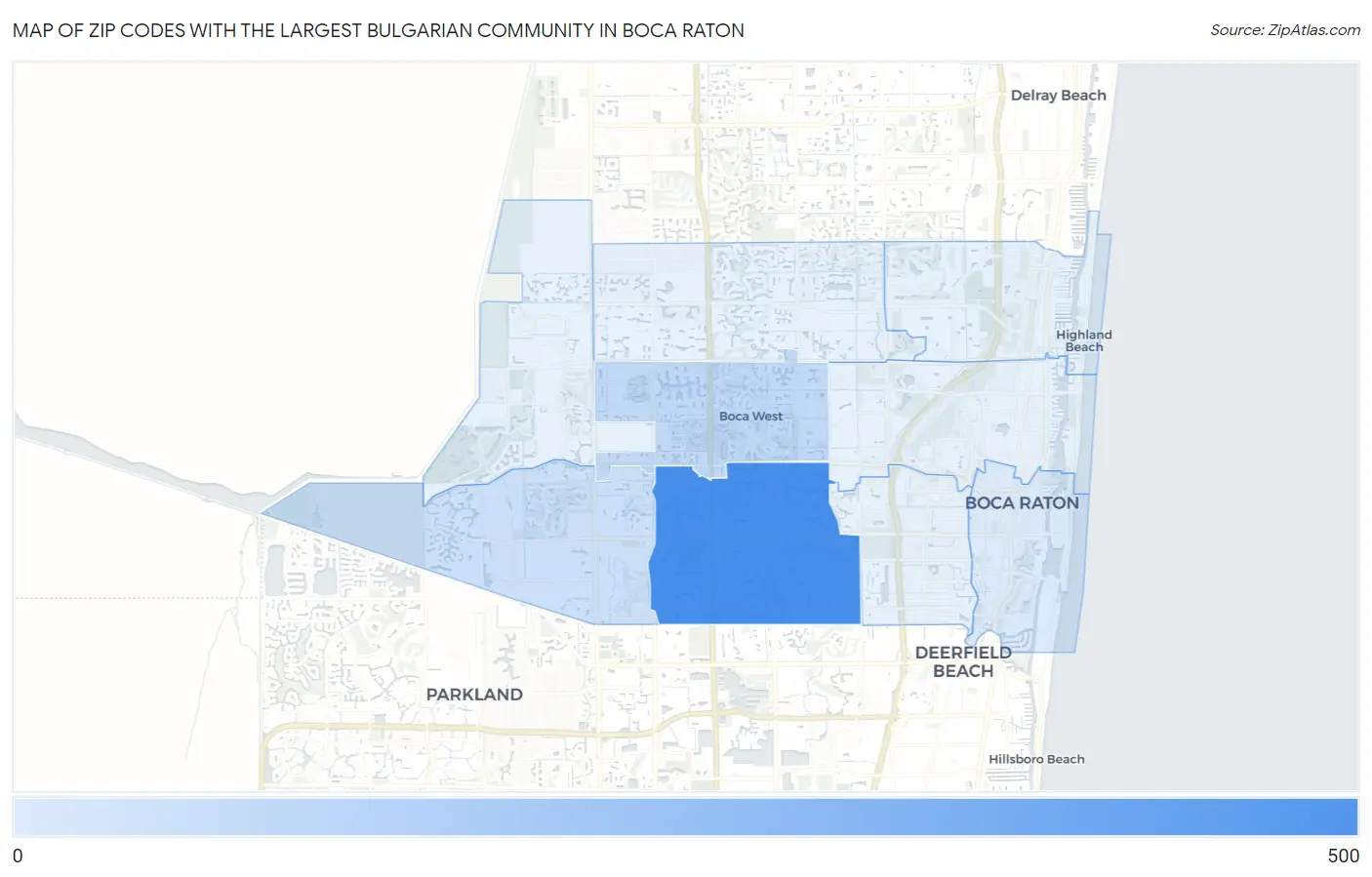 Zip Codes with the Largest Bulgarian Community in Boca Raton Map