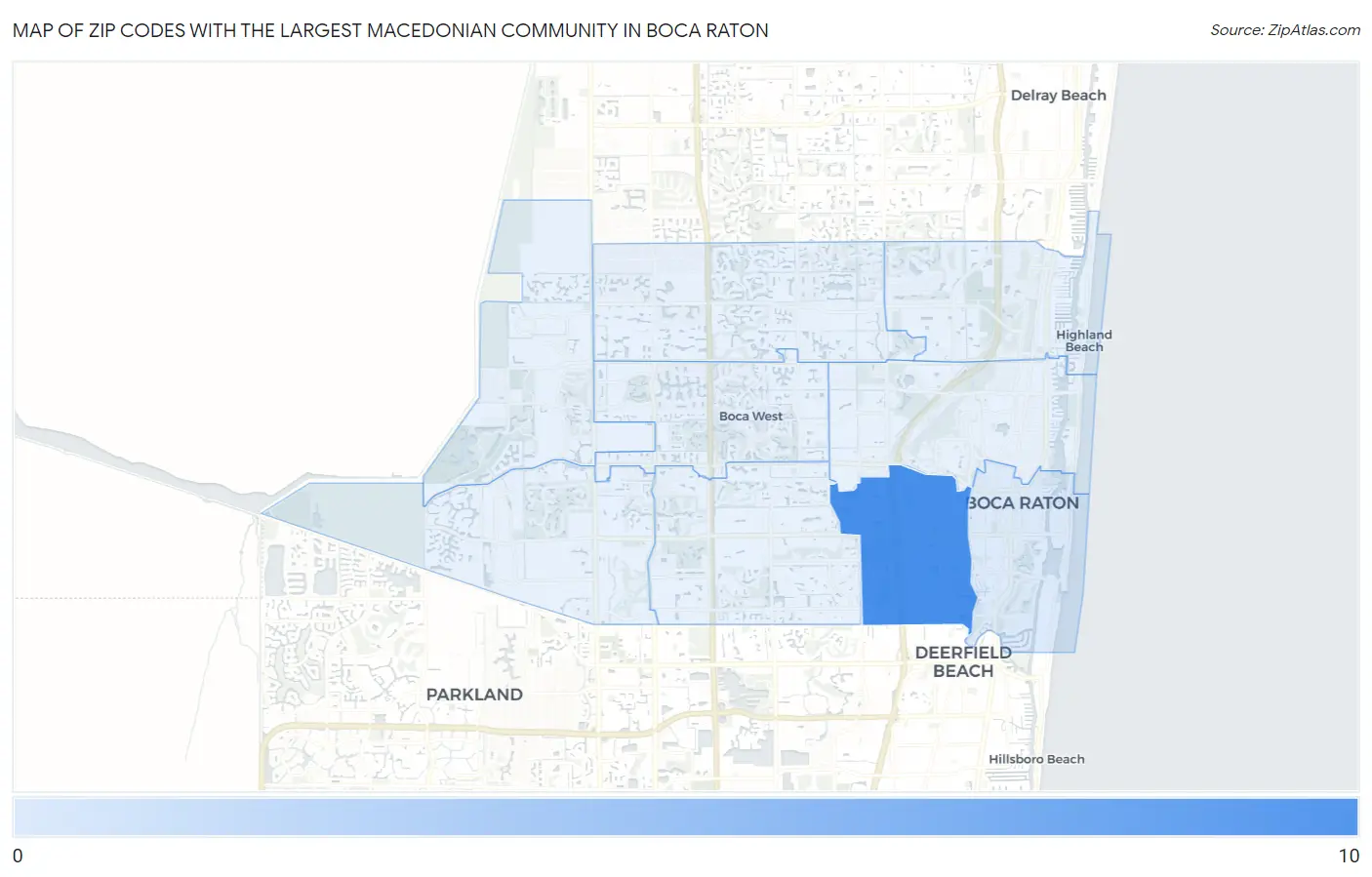 Zip Codes with the Largest Macedonian Community in Boca Raton Map