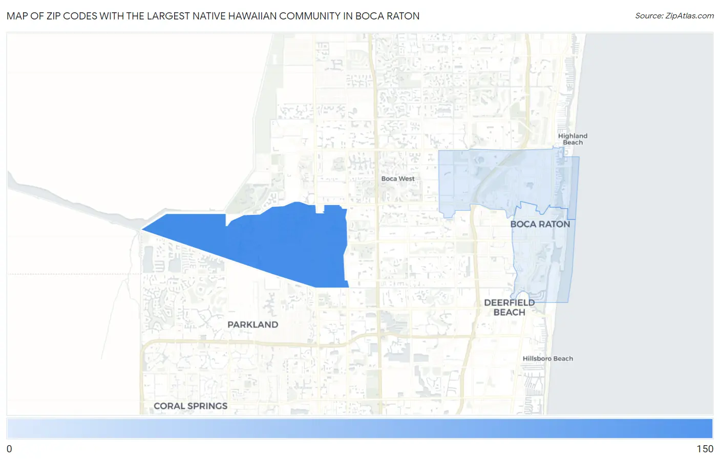 Zip Codes with the Largest Native Hawaiian Community in Boca Raton Map