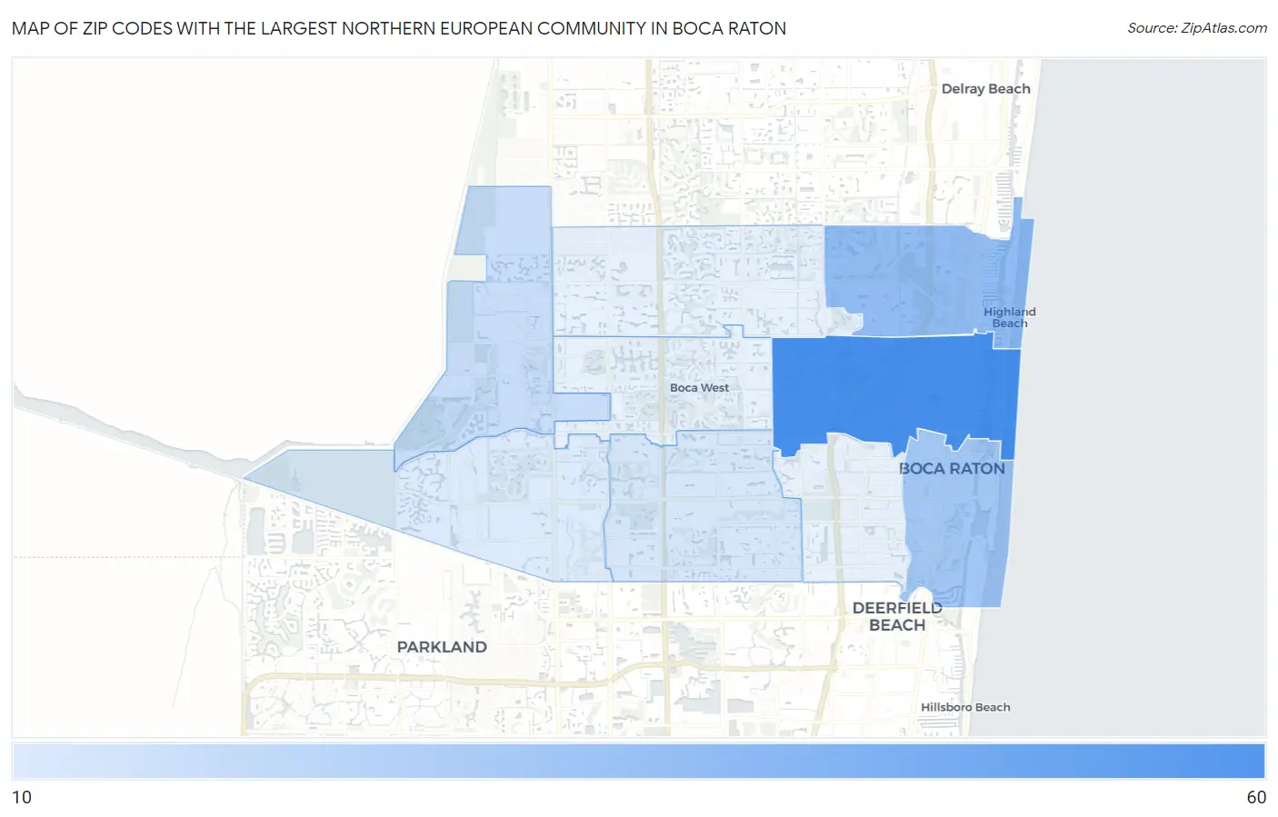 Zip Codes with the Largest Northern European Community in Boca Raton Map
