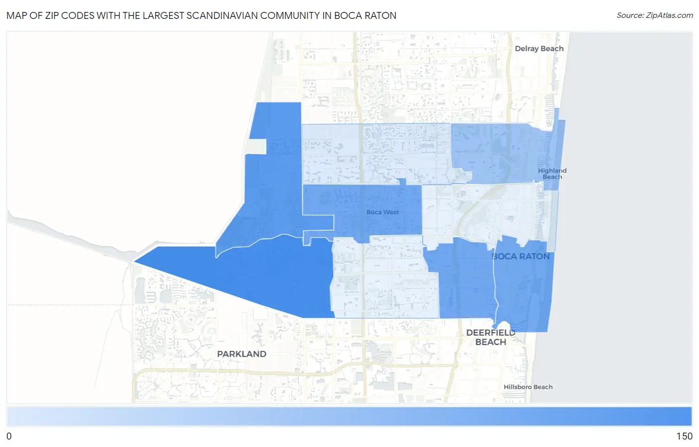 Zip Codes with the Largest Scandinavian Community in Boca Raton Map