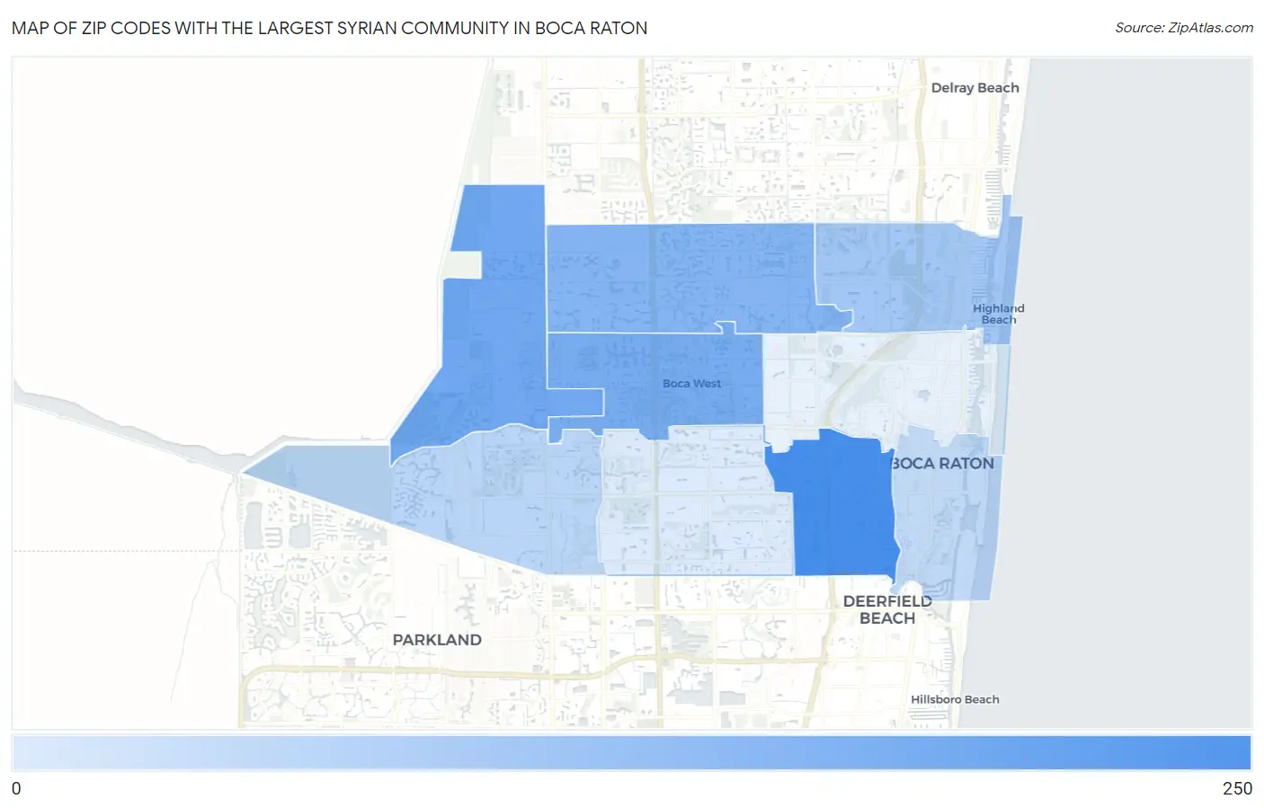 Zip Codes with the Largest Syrian Community in Boca Raton Map