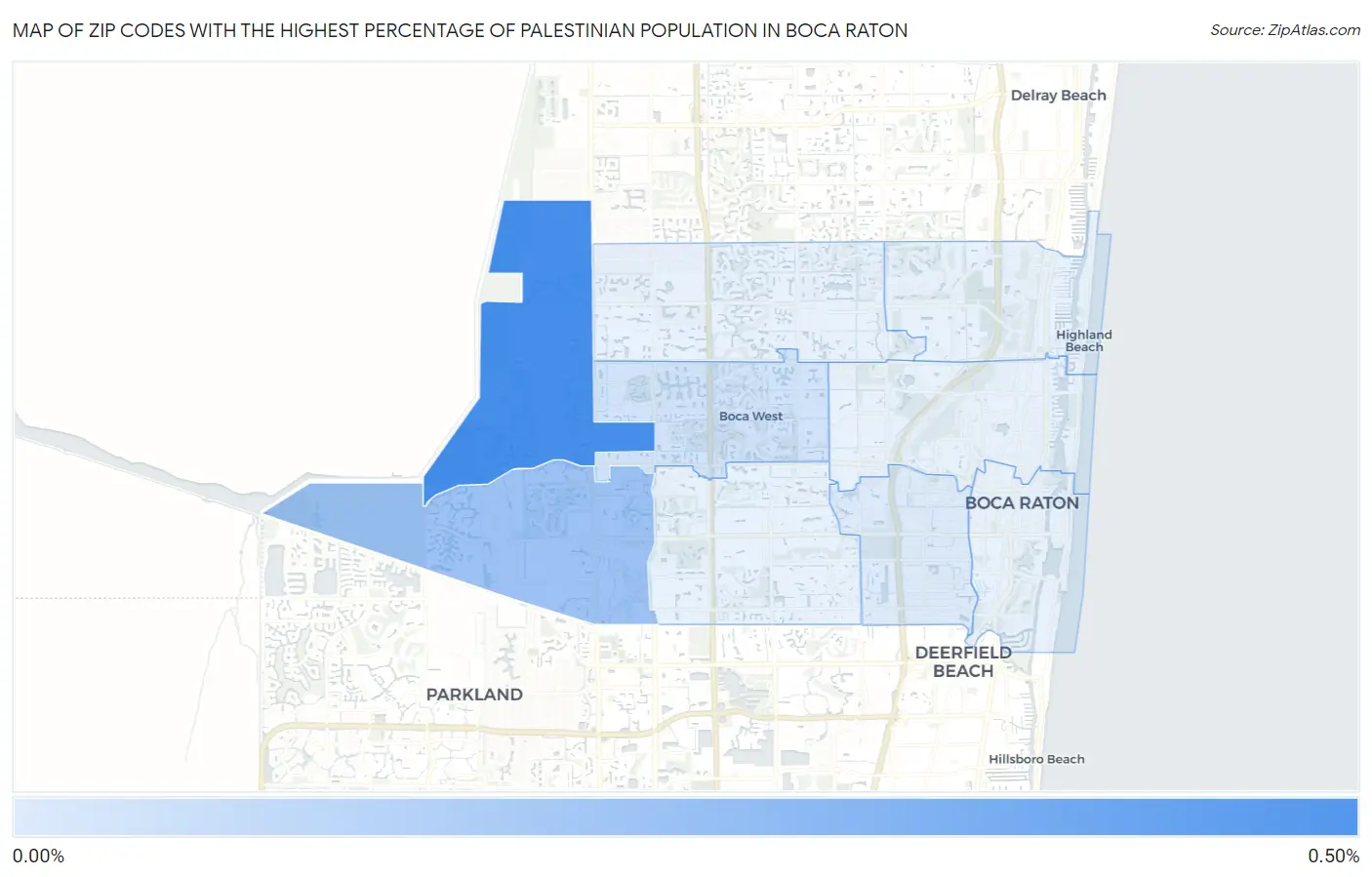 Zip Codes with the Highest Percentage of Palestinian Population in Boca Raton Map