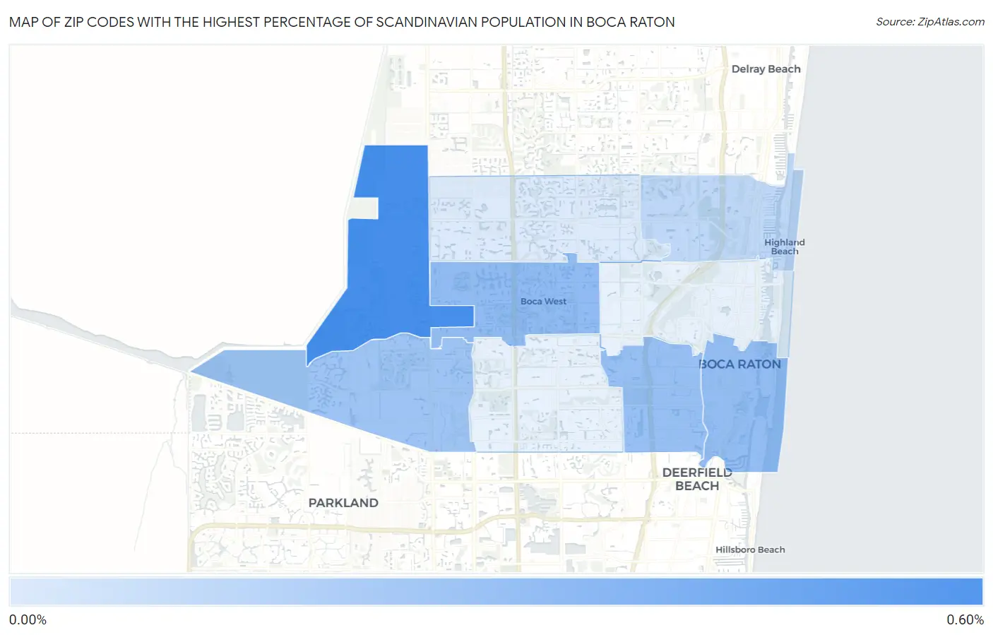 Zip Codes with the Highest Percentage of Scandinavian Population in Boca Raton Map