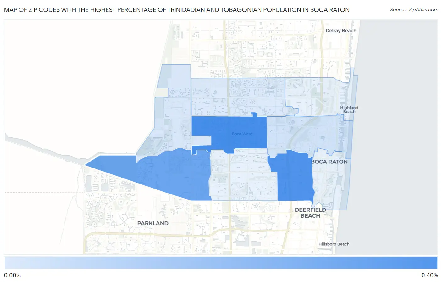 Zip Codes with the Highest Percentage of Trinidadian and Tobagonian Population in Boca Raton Map