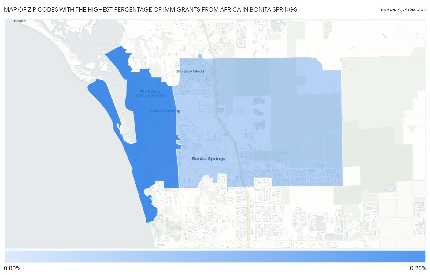 Zip Codes with the Highest Percentage of Immigrants from Africa in Bonita Springs Map