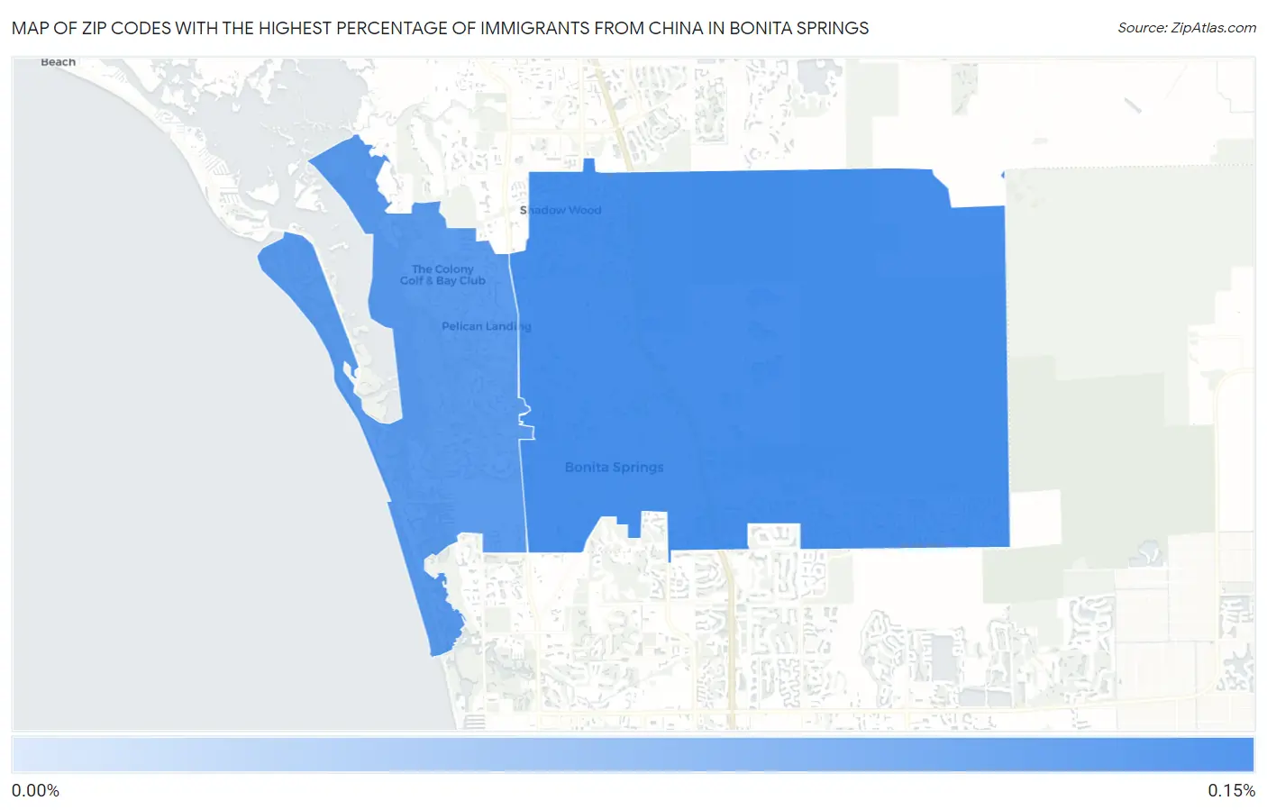 Zip Codes with the Highest Percentage of Immigrants from China in Bonita Springs Map