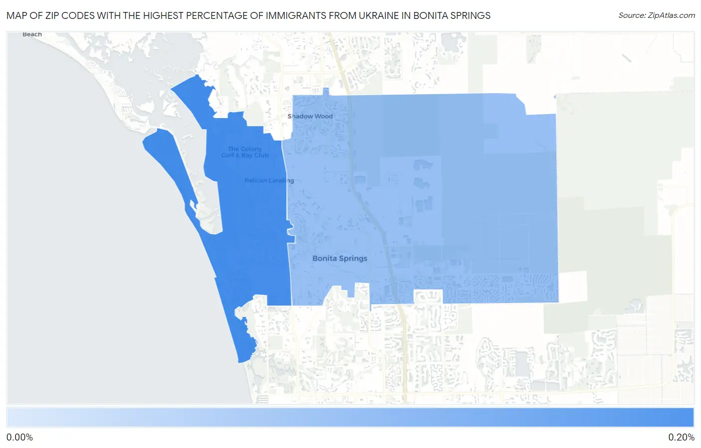 Zip Codes with the Highest Percentage of Immigrants from Ukraine in Bonita Springs Map
