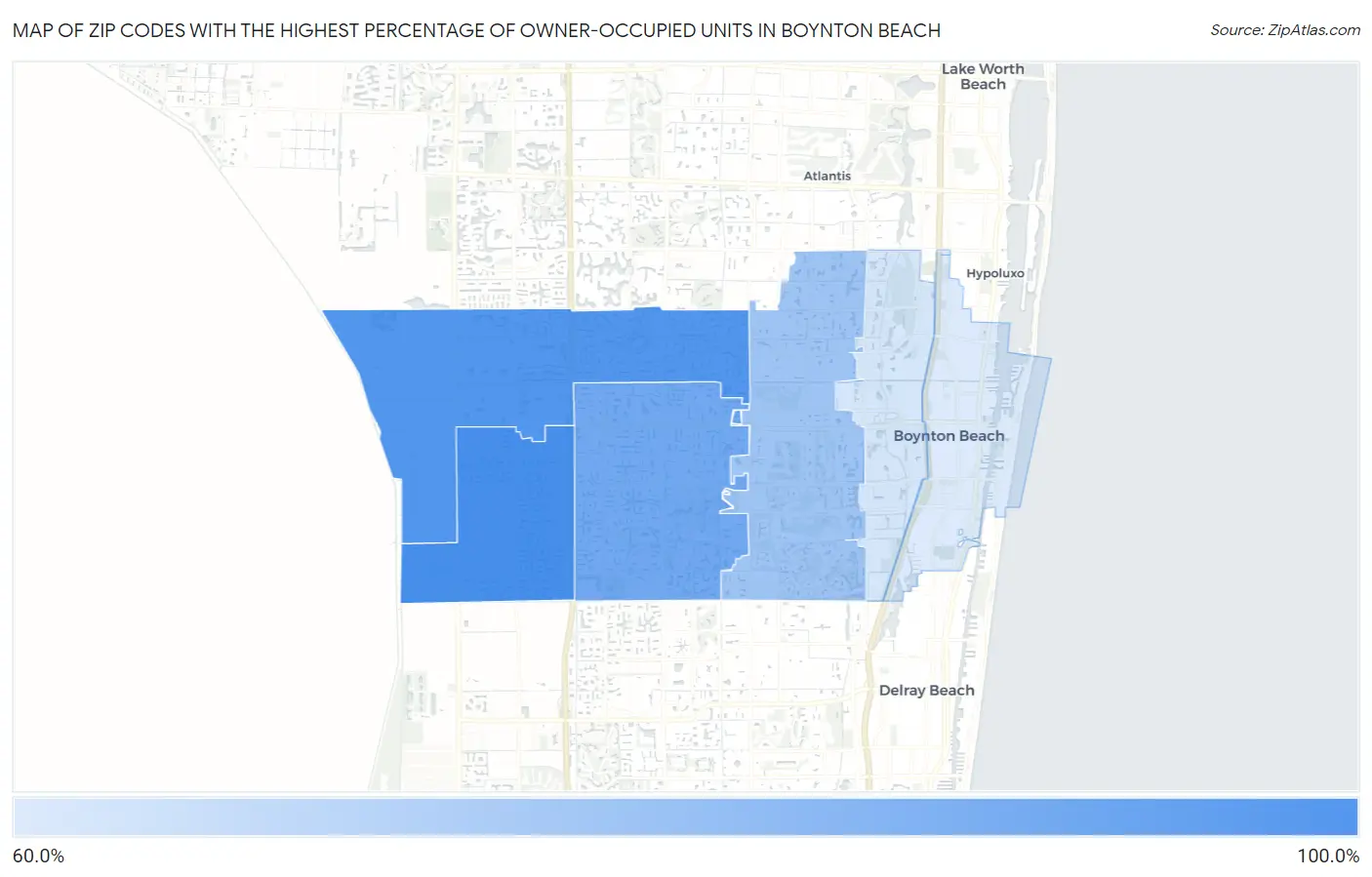 Zip Codes with the Highest Percentage of Owner-Occupied Units in Boynton Beach Map