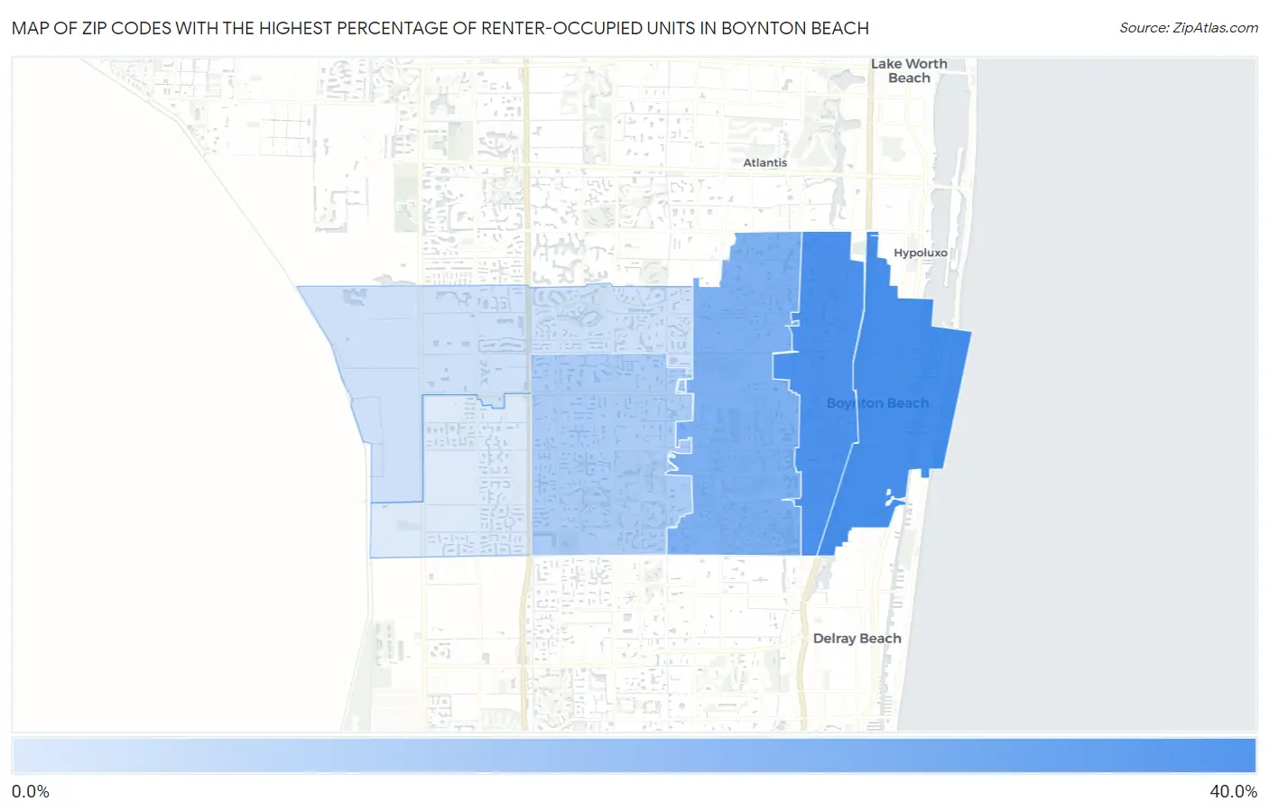 Zip Codes with the Highest Percentage of Renter-Occupied Units in Boynton Beach Map