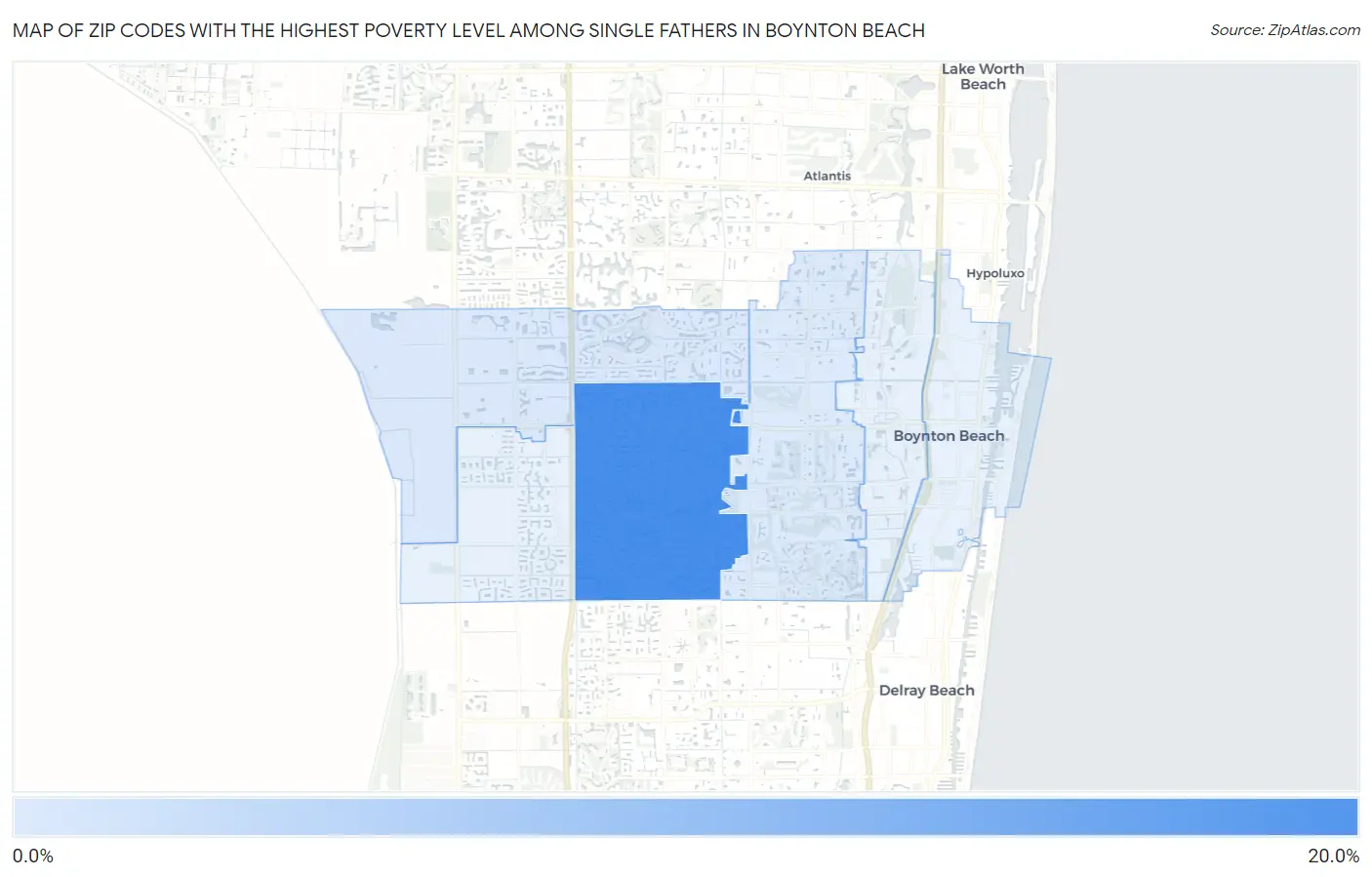 Zip Codes with the Highest Poverty Level Among Single Fathers in Boynton Beach Map