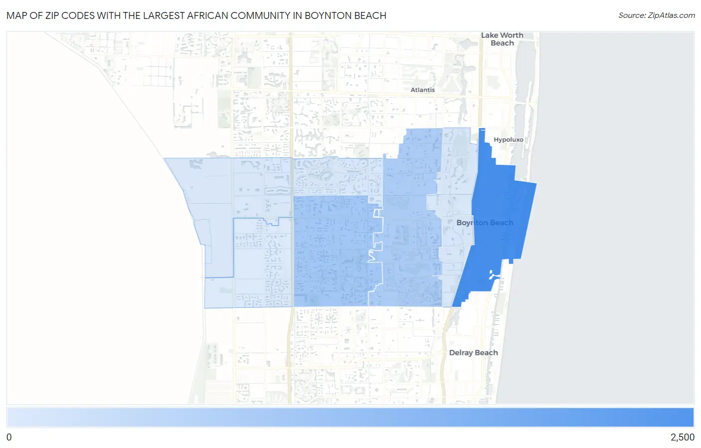 Zip Codes with the Largest African Community in Boynton Beach Map