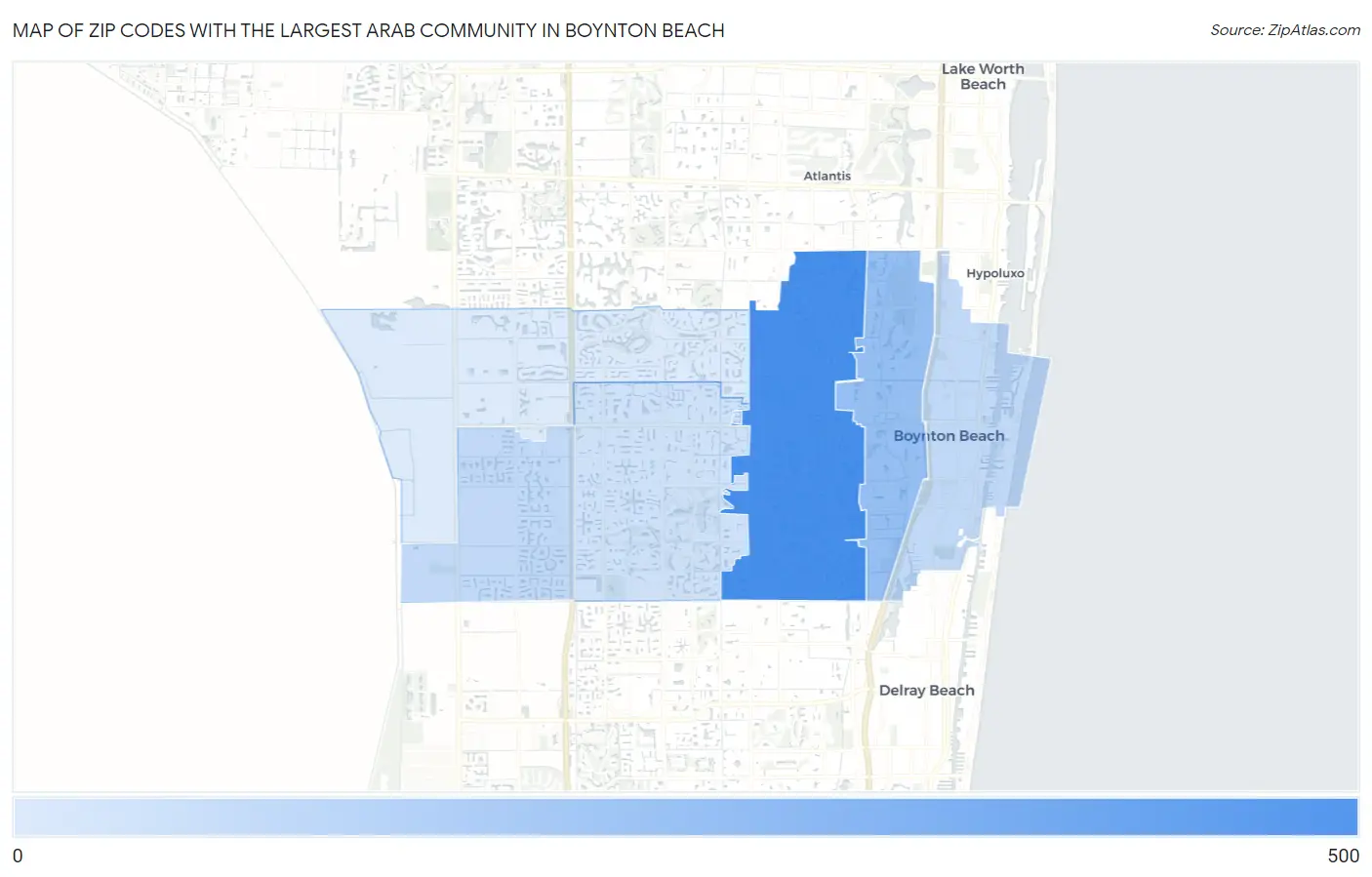 Zip Codes with the Largest Arab Community in Boynton Beach Map