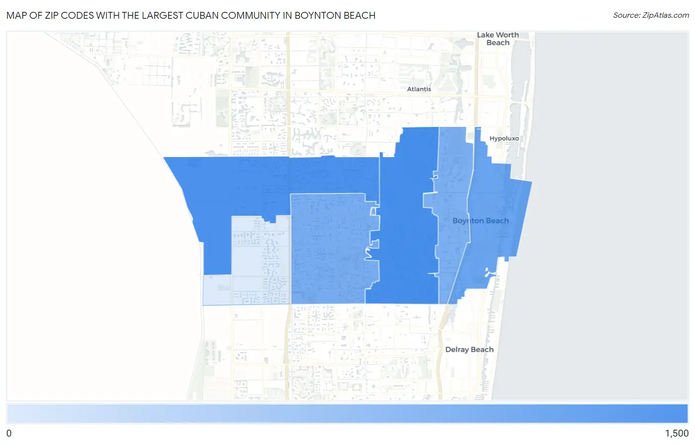 Zip Codes with the Largest Cuban Community in Boynton Beach Map
