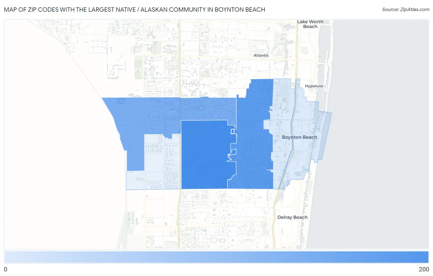 Zip Codes with the Largest Native / Alaskan Community in Boynton Beach Map