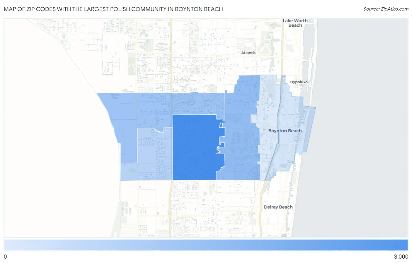 Zip Codes with the Largest Polish Community in Boynton Beach Map