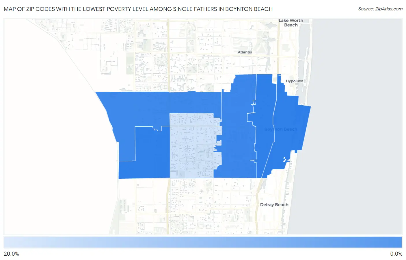 Zip Codes with the Lowest Poverty Level Among Single Fathers in Boynton Beach Map