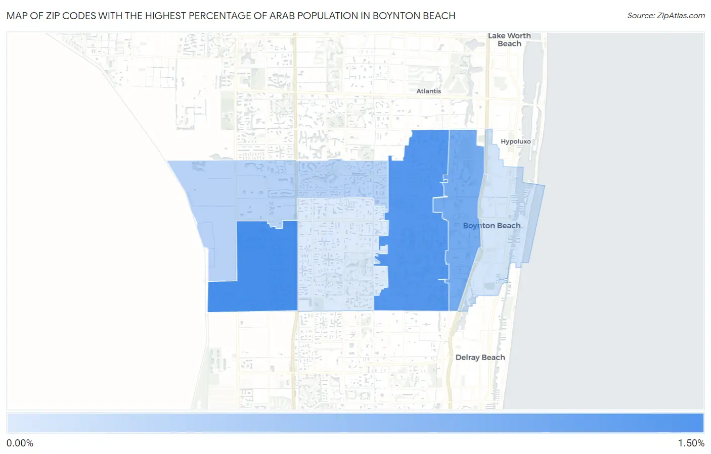 Zip Codes with the Highest Percentage of Arab Population in Boynton Beach Map