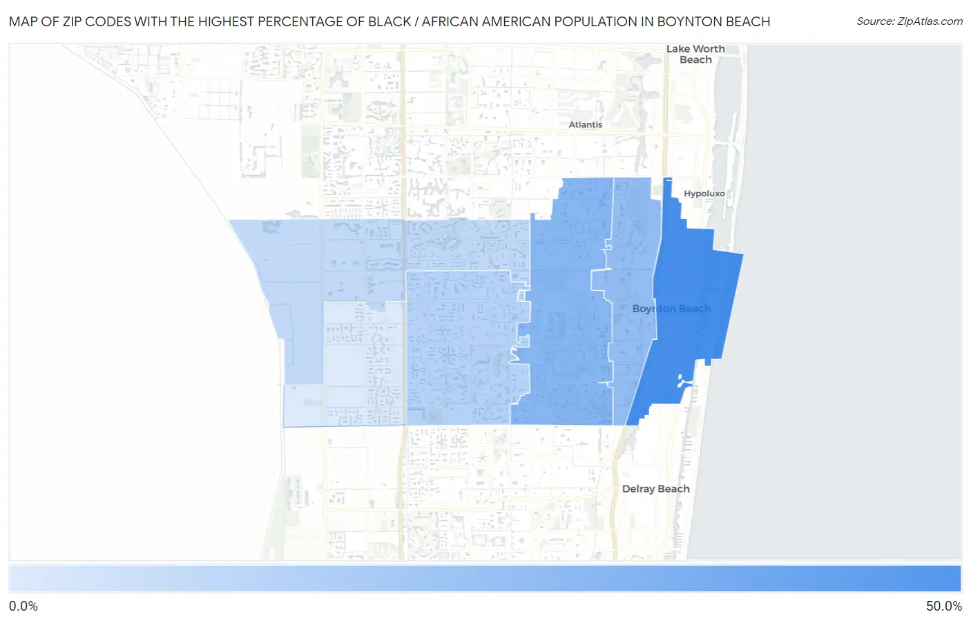 Zip Codes with the Highest Percentage of Black / African American Population in Boynton Beach Map
