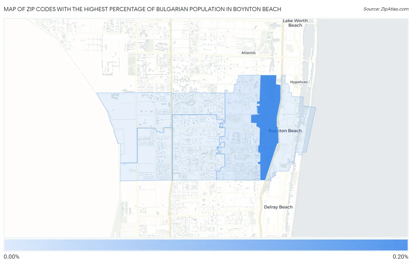 Zip Codes with the Highest Percentage of Bulgarian Population in Boynton Beach Map