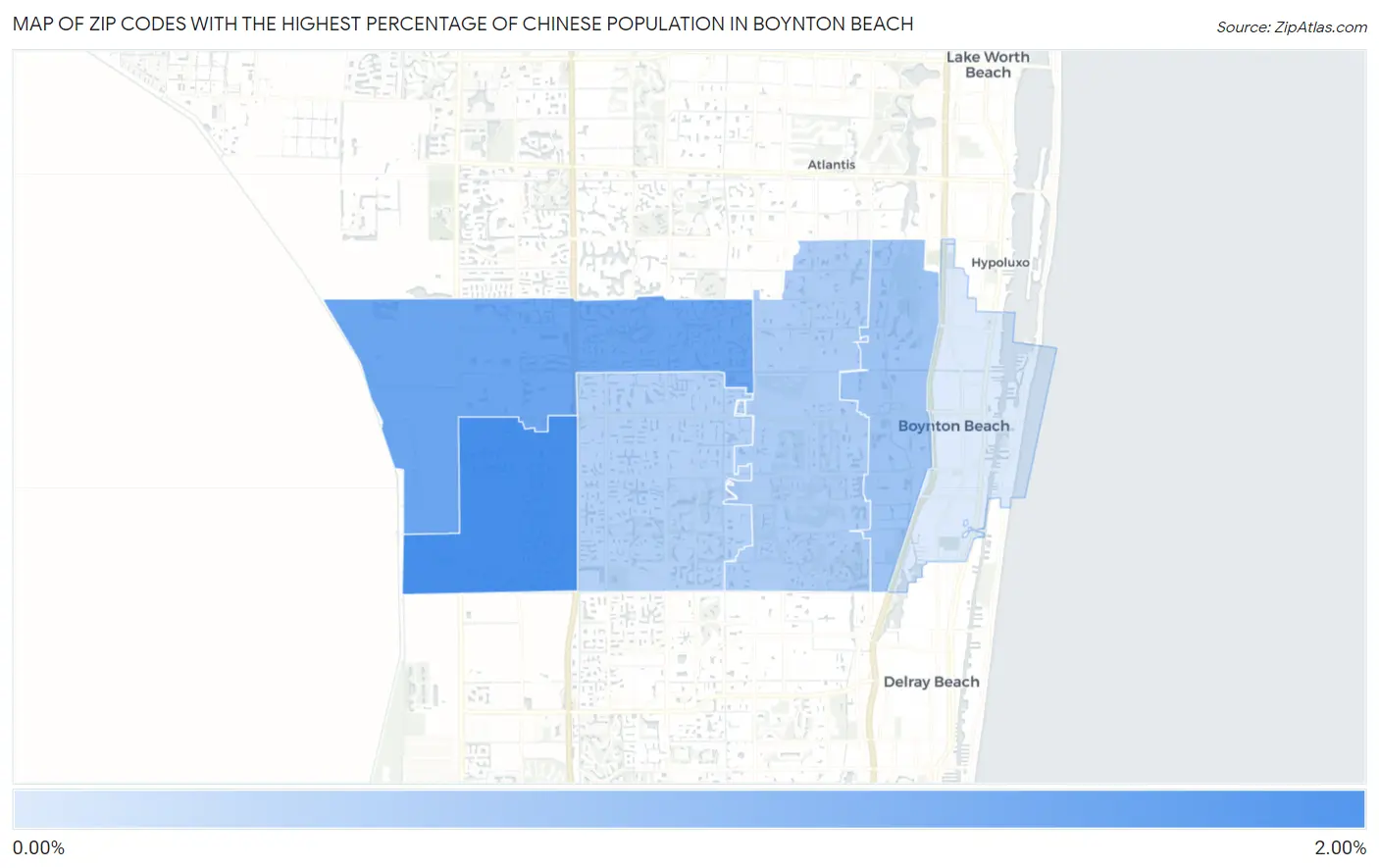 Zip Codes with the Highest Percentage of Chinese Population in Boynton Beach Map