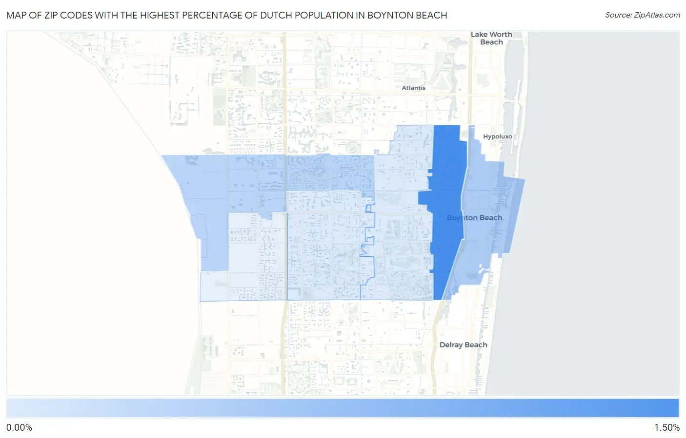 Zip Codes with the Highest Percentage of Dutch Population in Boynton Beach Map