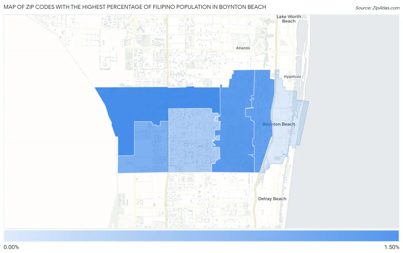 Zip Codes with the Highest Percentage of Filipino Population in Boynton Beach Map