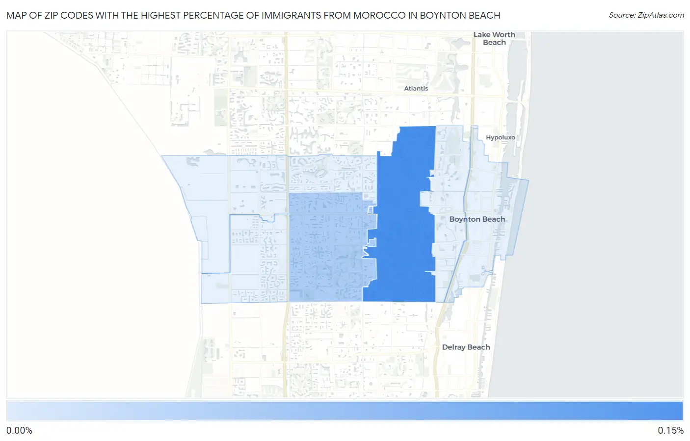 Zip Codes with the Highest Percentage of Immigrants from Morocco in Boynton Beach Map