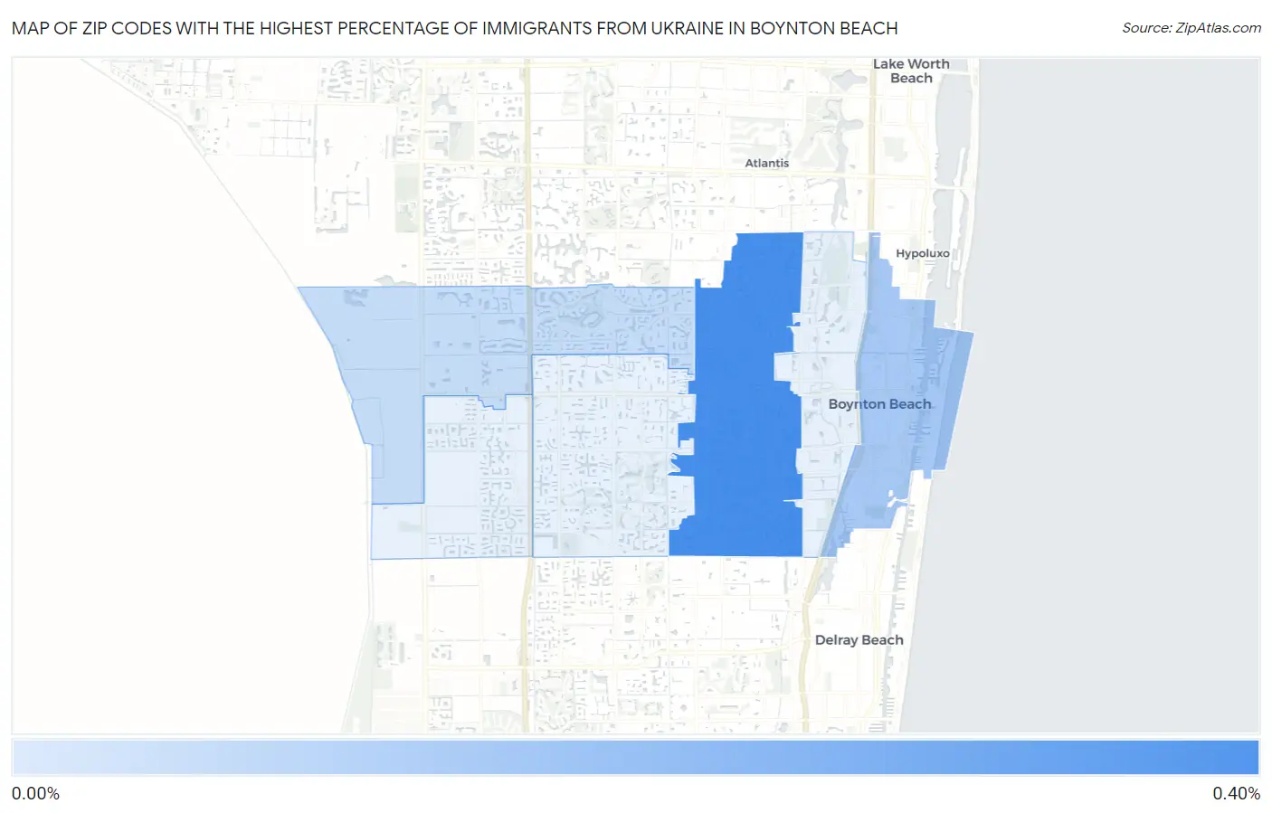 Zip Codes with the Highest Percentage of Immigrants from Ukraine in Boynton Beach Map