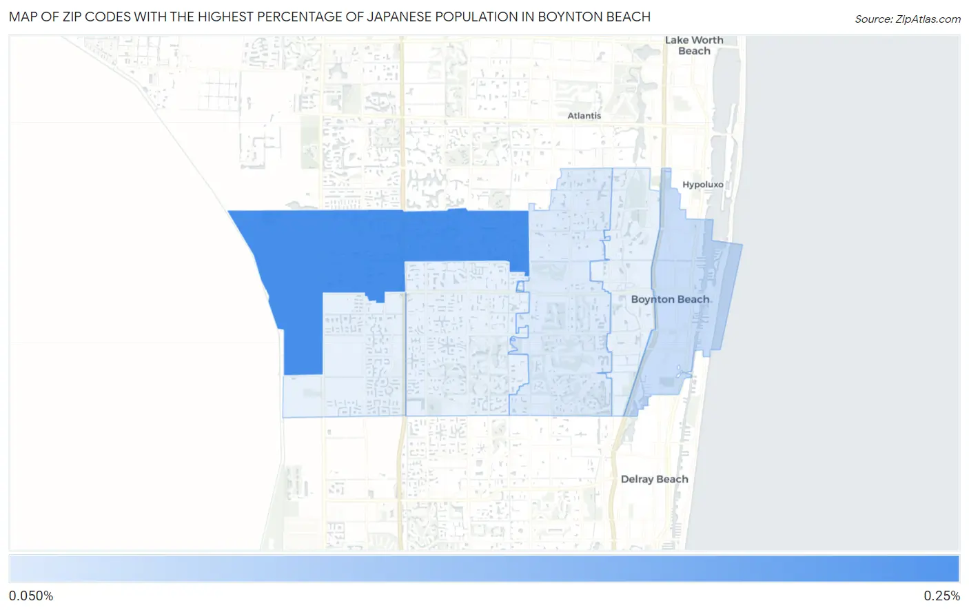 Zip Codes with the Highest Percentage of Japanese Population in Boynton Beach Map