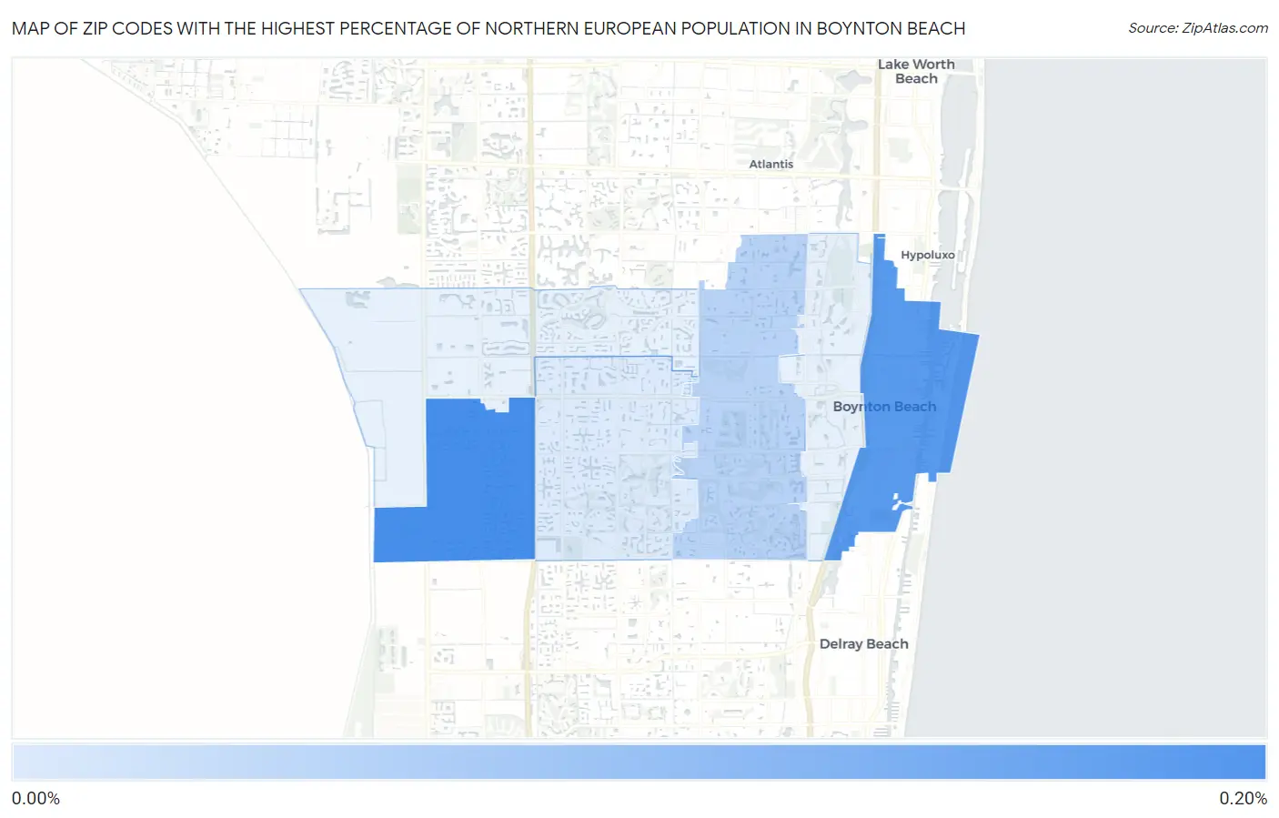Zip Codes with the Highest Percentage of Northern European Population in Boynton Beach Map
