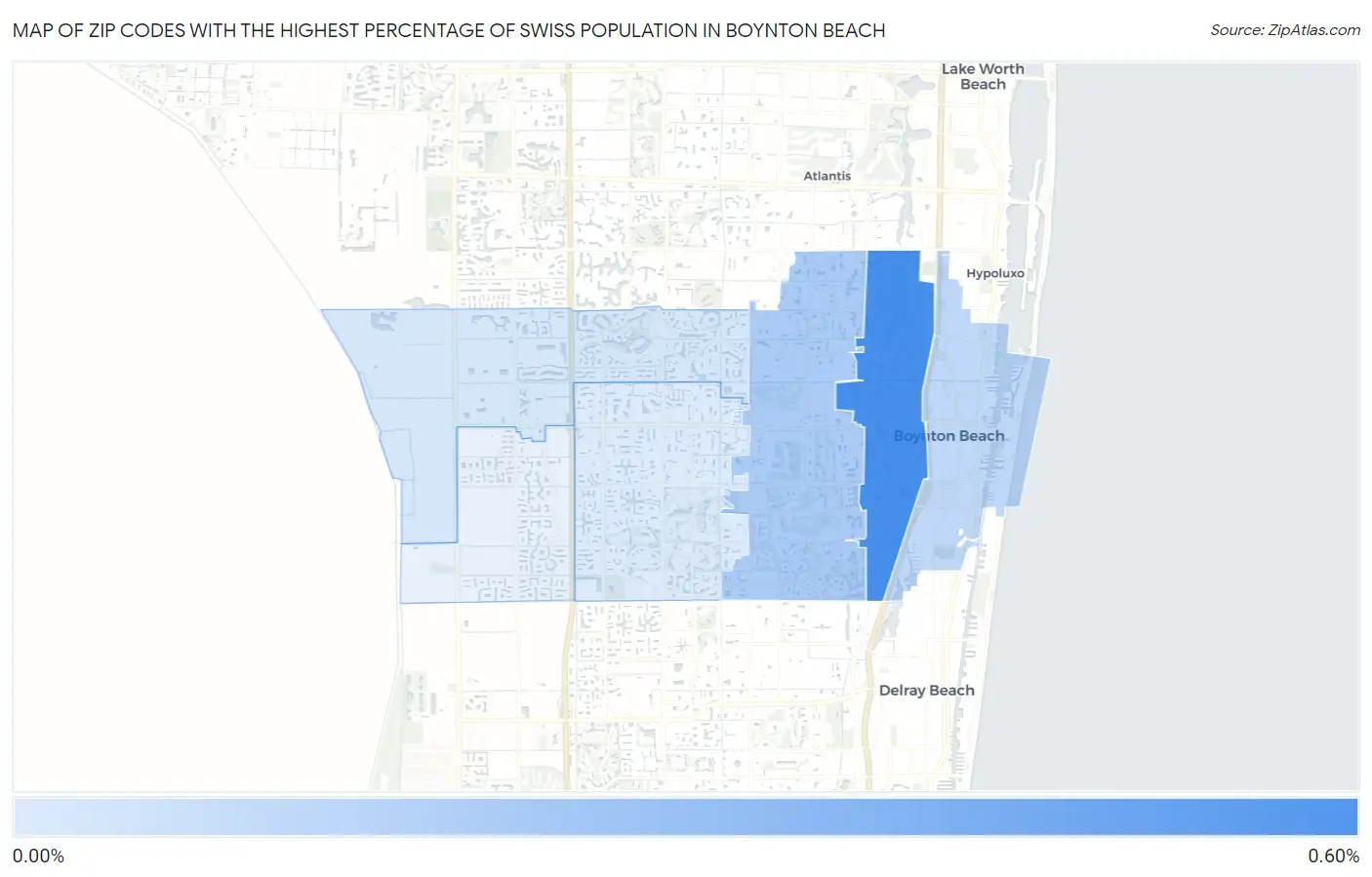 Zip Codes with the Highest Percentage of Swiss Population in Boynton Beach Map