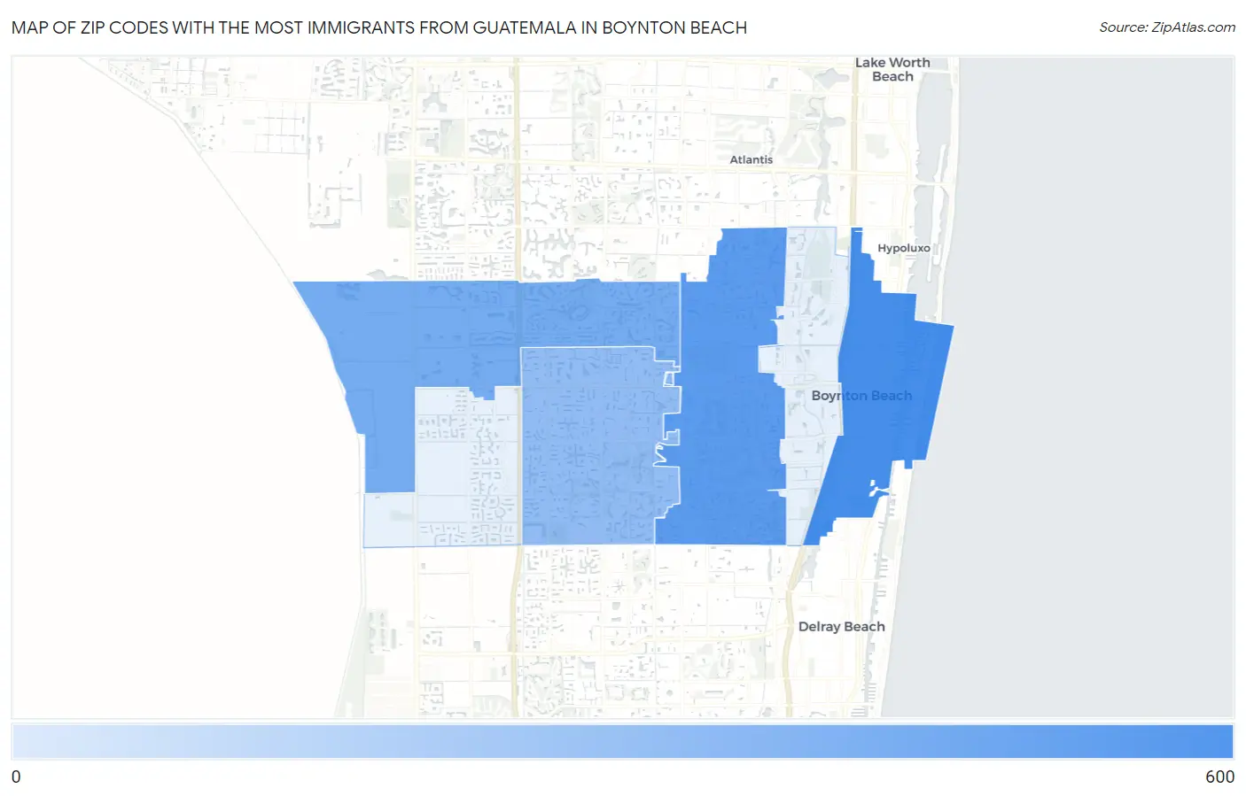 Zip Codes with the Most Immigrants from Guatemala in Boynton Beach Map