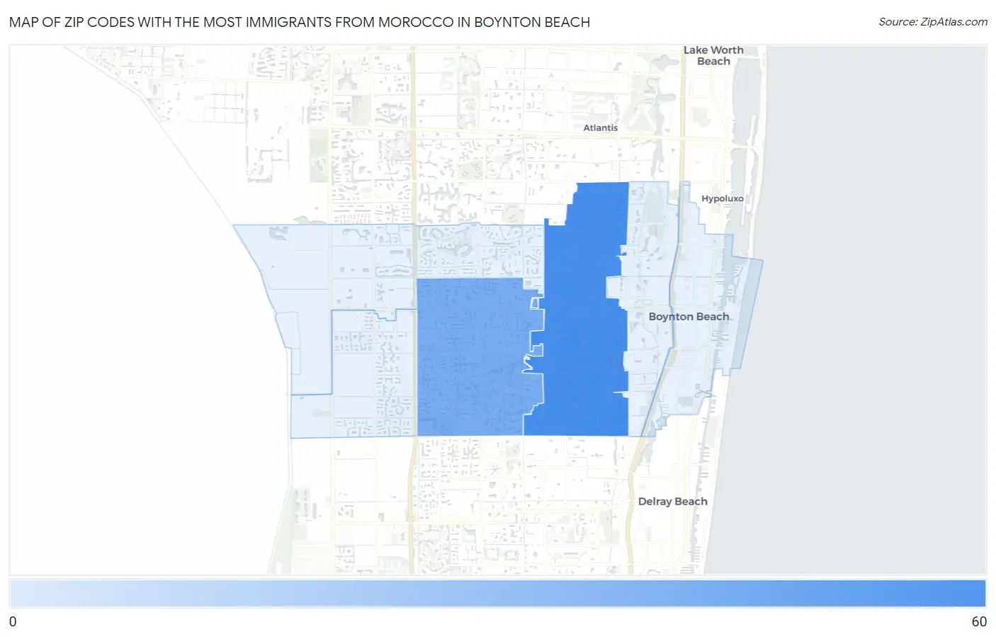 Zip Codes with the Most Immigrants from Morocco in Boynton Beach Map
